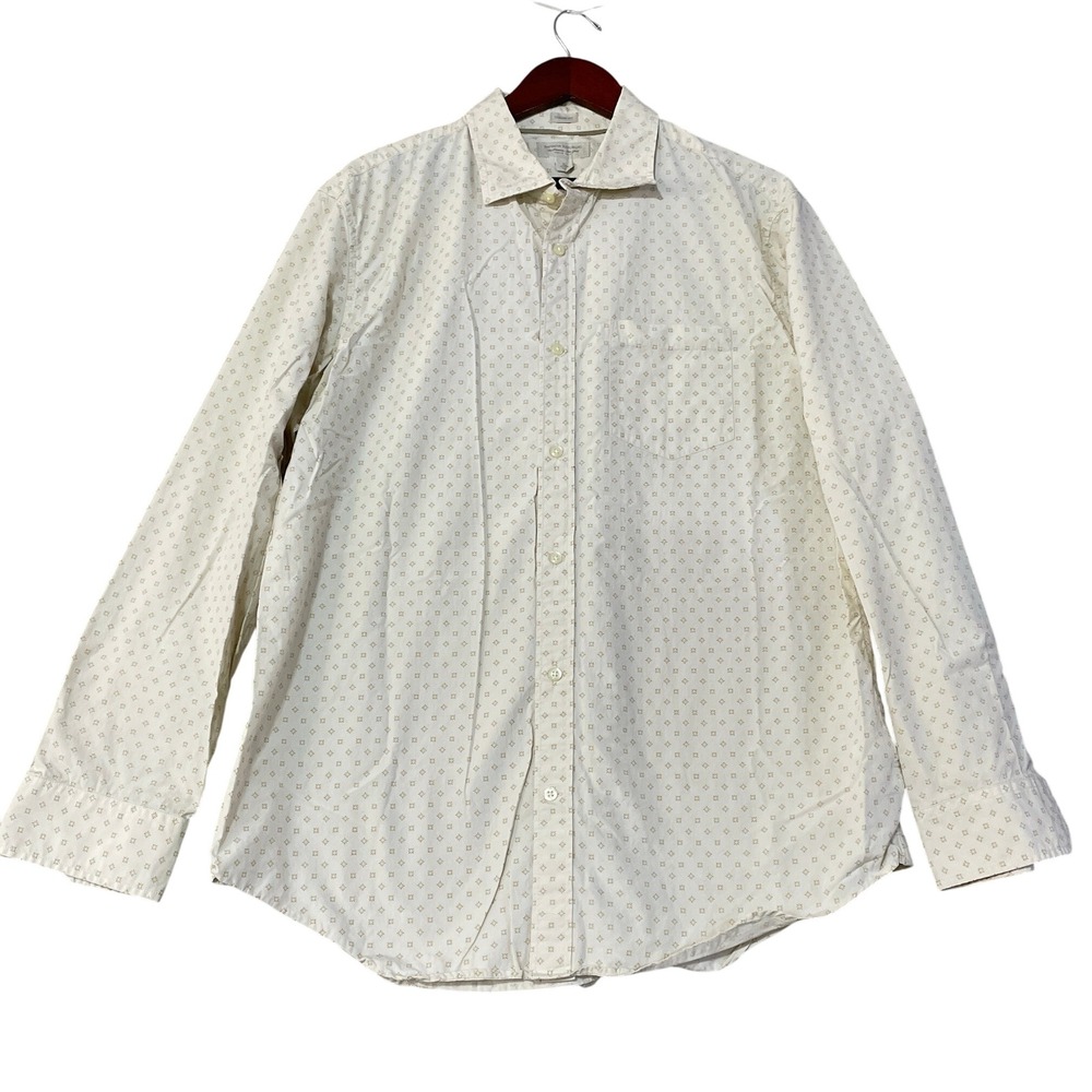Banana Republic Men's XL Beige Classic Fit Button Down Shirt Cotton Geometric